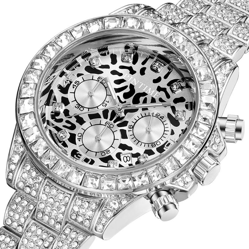 Wristwatches PINTIME Watch For Men Fashion Leopard Print Dial Stainless Steel Strap Diamond Case Quartz Wristwatch Waterproof Reloj Hombre, Silver
Wristwatches PINTIME Watch For Men Fashion Leopard Print Dial Stainless Steel Strap Diamond Case Quartz Wristwatch Waterproof Reloj Hombre, Silver