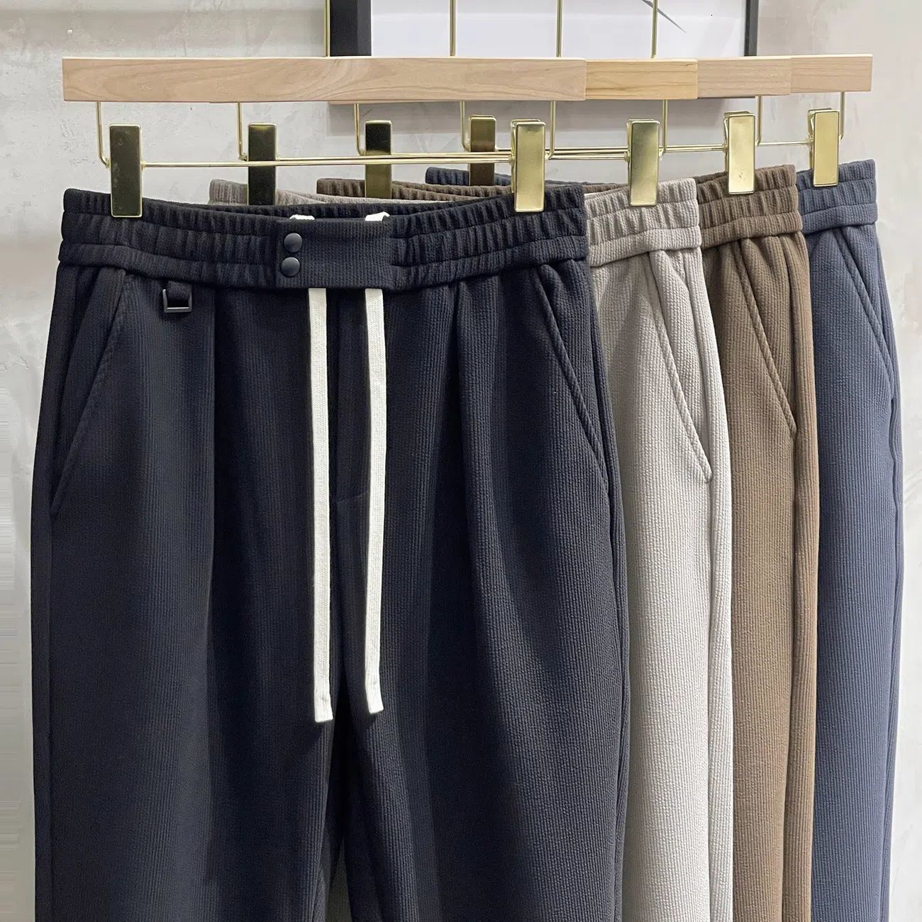 Men's Pants Spring Autumn Men Pants Fashion Retro Lace Up Elastic Waist Casual Pants Men Jogger Loose Sports Harlan Trousers 230504