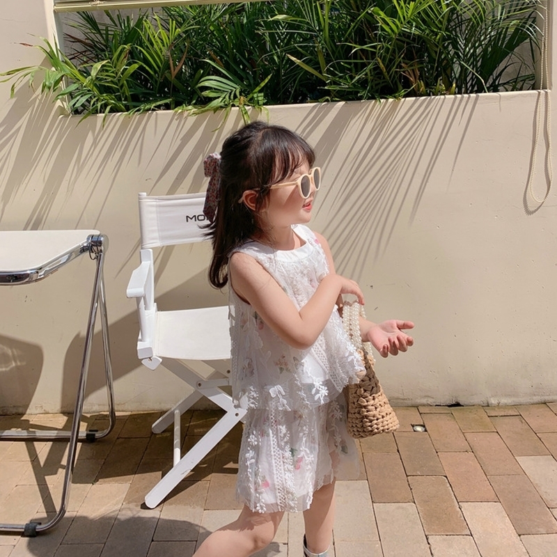 Clothing Sets Summer Children Girls Flower Lace Embroidery Top Shorts Toddler Baby Clothes Suit Fashion Kids Outfit 230504