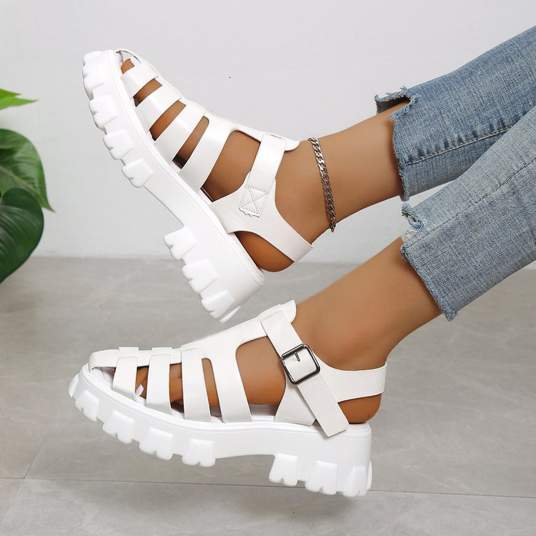 Sandals Womens Summer Hollow Flat Thick Bottom Roman Buckle Shoes Nonslip Outdoor Beach 230503