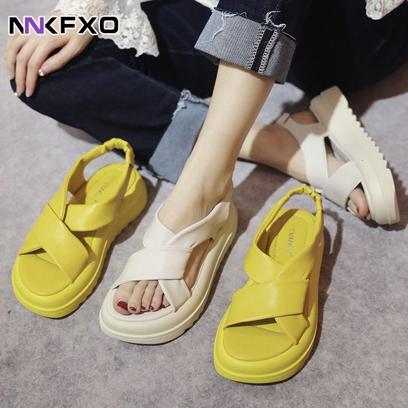 Sandals Fashion Concise Women Flats Platforms Casual Comfortable Soft Leather Shoes Woman Summer Arrival vc5496 230503
