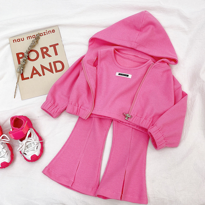 Clothing Sets Toddler Girl Sport Autumn Hodded Jacket Crop Top Pants Children Highj Quality Kids Wholesale 230504