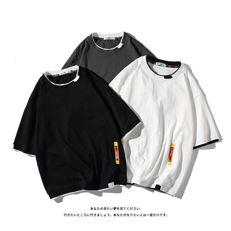 Men's T-Shirts Summer Men's T Shirt Fashion Patchwork Short Sleeve T Shirt Mens Cotton Oversized Casual O Neck Streetwear Hip Hop Top Tees 2