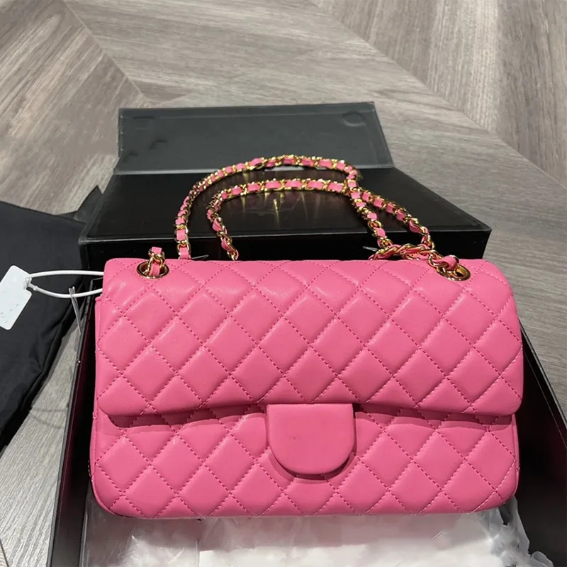 cc bag iridescent pink pearl of classical luxury designers chain Crossbody bag with silver metal hardware double flap shoulder handbag more pocket 25 cm on the 47 qa