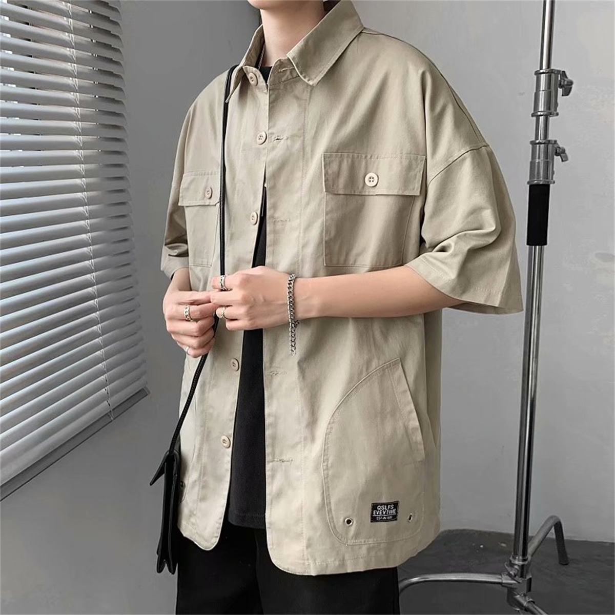 Men's Casual Shirts Mens Cotton Military Cargo Shirts Casual Dress Short Sleeve Work Streetwear Blouses 230504