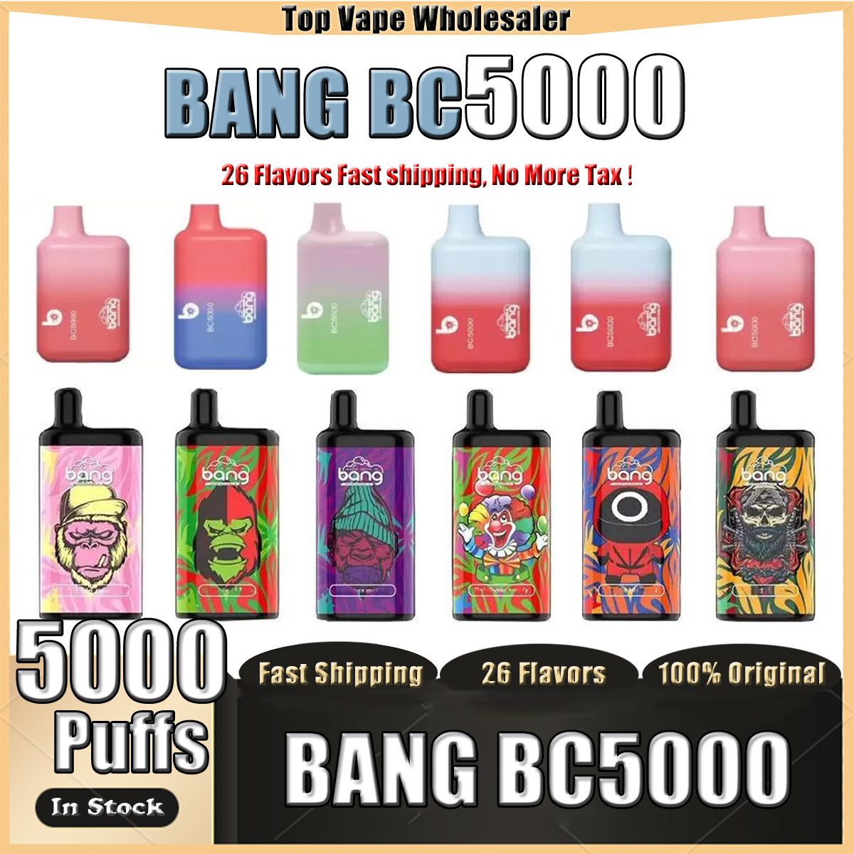 Bang BC 5000 7000 Puffs E Cigarettes Mesh Coil Disposable Vape Pen Rechargeable Battery Per-Filled Pod Big Puffs Vapes VS XXL King 12000 2000 6000
Bang BC 5000 7000 Puffs E Cigarettes Mesh Coil Disposable Vape Pen Rechargeable Battery Per-Filled Pod Big Puffs Vapes VS XXL King 12000 2000 6000