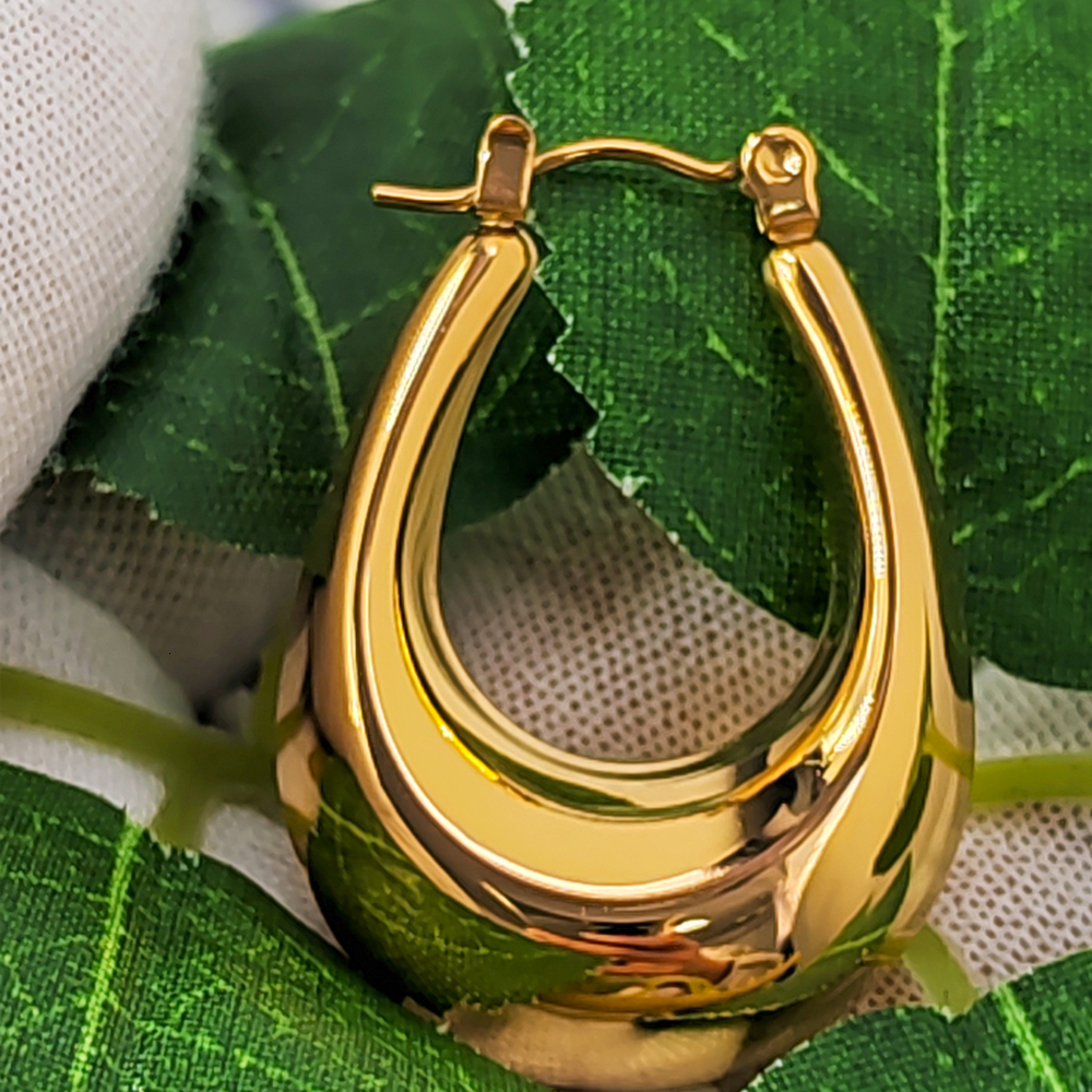 Hoop Huggie Retro U-shaped stainless steel earrings suitable for women high polished round earrings statement jewelry gift waterproof