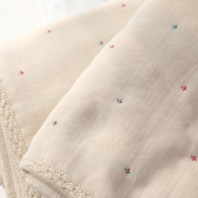 Blankets Swaddling Retro Cotton Quilt Bohemian Japanese Style Children Air conditioning born Plain Bedclothes 230504