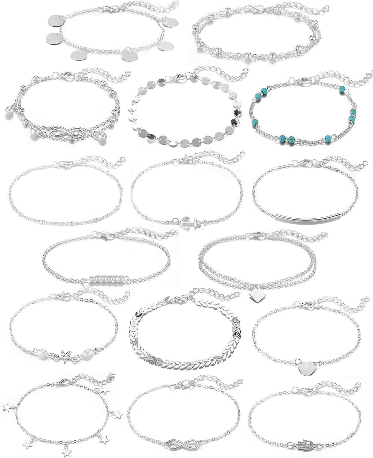 Softones 16Pcs Ankle Bracelets for Women Girls Gold Silver Two Style Chain Beach Anklet Bracelet Jewelry Anklet Set Adjustable Size
Softones 16Pcs Ankle Bracelets for Women Girls Gold Silver Two Style Chain Beach Anklet Bracelet Jewelry Anklet Set Adjustable Size
