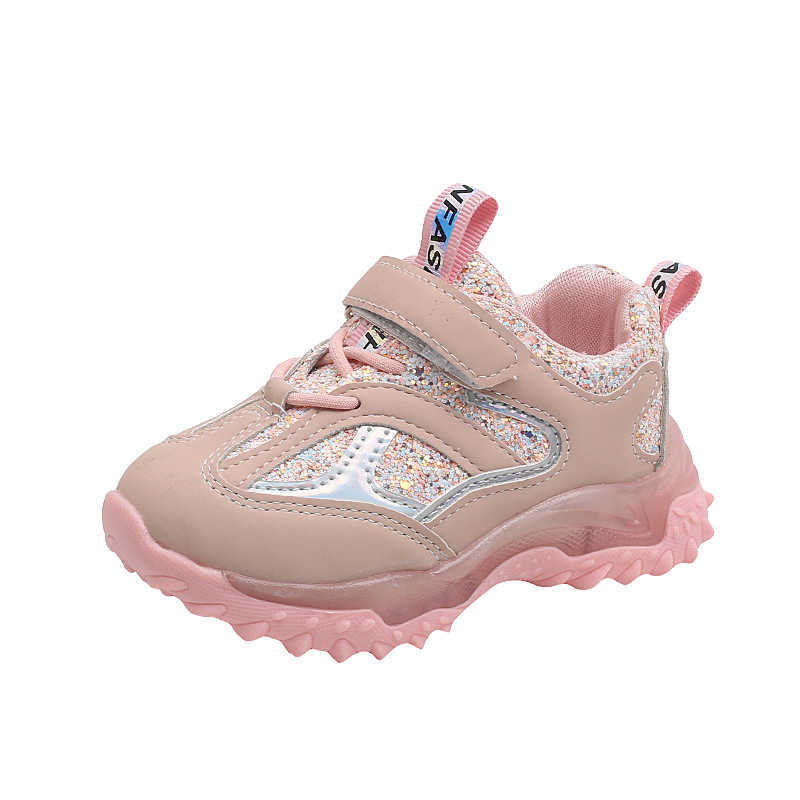 Athletic Outdoor Kids Sneakers Children Baby Girls Letters New LED Luminous Blings Sport Run Sneakers Shoes Sapato Infantil Light Up Shoes F11283 AA23