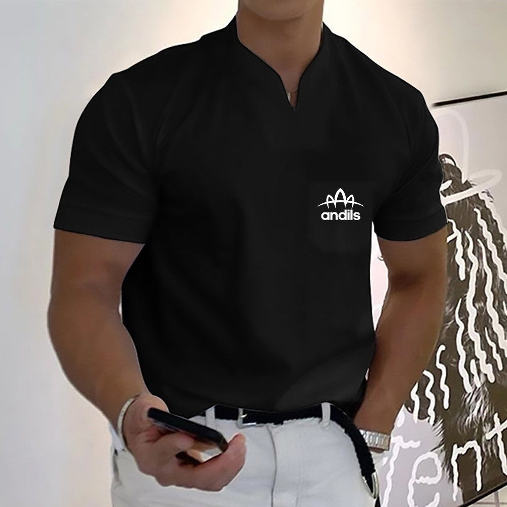 Mens Polos Summer VNeck Fashion Print TShirt Loose Comfortable Breathable Men Fitness Outdoor Leisure 45XL 230504