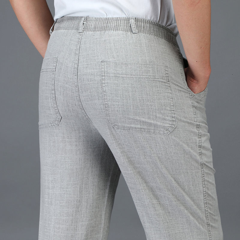 Men's Pants Men Trousers Casual Pants Men Linen Pants Summer Thin Elastic waist Business Office 5XL Plus size 230504