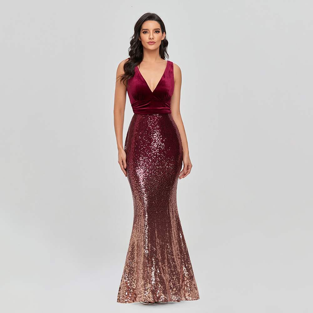 Party Dresses In Stock Evening Dresses Mermaid V-neck Sequins Sparkle Long Turkey Evening Gown Prom Dresses Robe De Soiree 230504