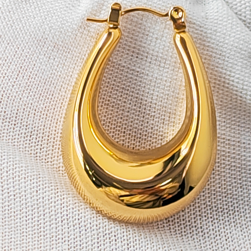 Hoop Huggie Retro U-shaped stainless steel earrings suitable for women high polished round earrings statement jewelry gift waterproof