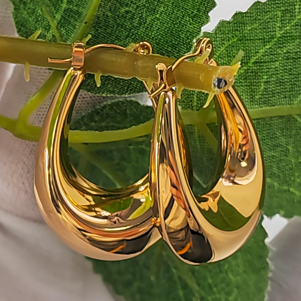 Hoop Huggie Retro U-shaped stainless steel earrings suitable for women high polished round earrings statement jewelry gift waterproof