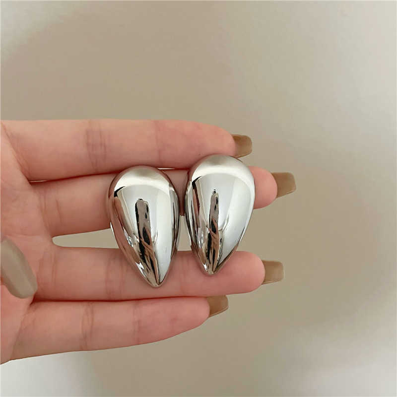 Stud Geometric 2023 New Hot Simple Smooth Chunky Cool Metal Commute Large Water Drop Earrings Studs for Women Girls Jewelry
