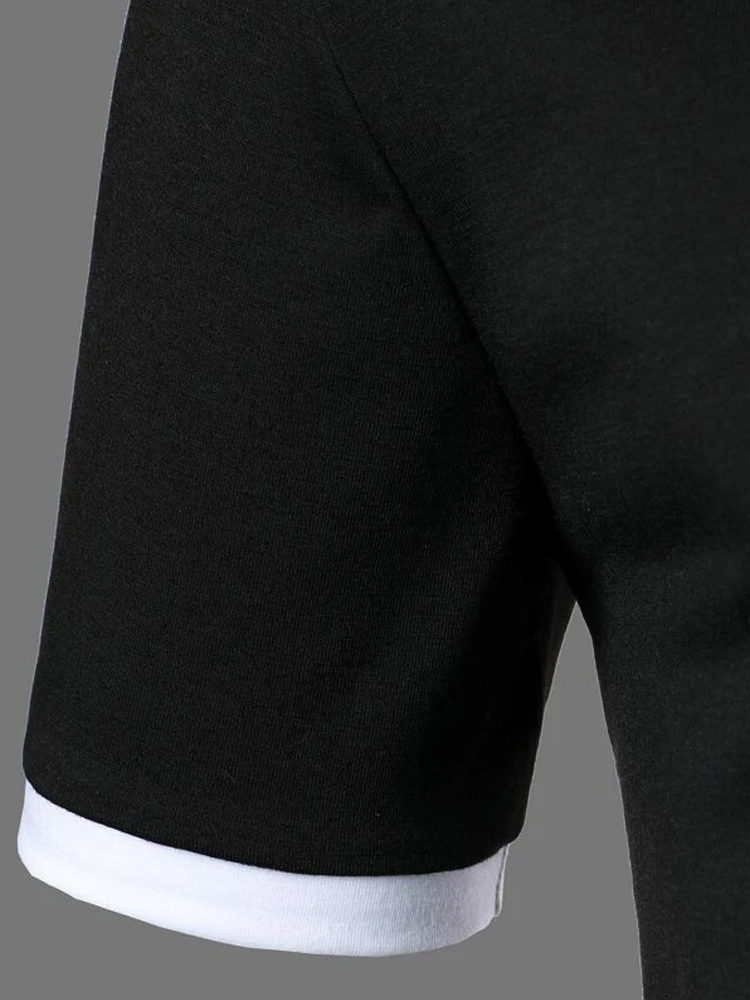 Mens Polos Shirts Short Sleeve Contrast Summer Streetwear Casual Fashion Tops 230504