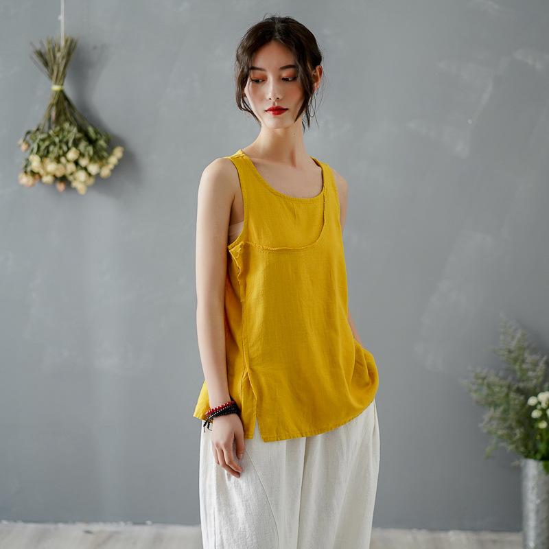 Tanks Women Summer Cotton Linen Patchwork Tanks Ladies Sleeveless Tops Female Solid Color Spliced Tanktops 2020, Yellow
Tanks Women Summer Cotton Linen Patchwork Tanks Ladies Sleeveless Tops Female Solid Color Spliced Tanktops 2020, Yellow