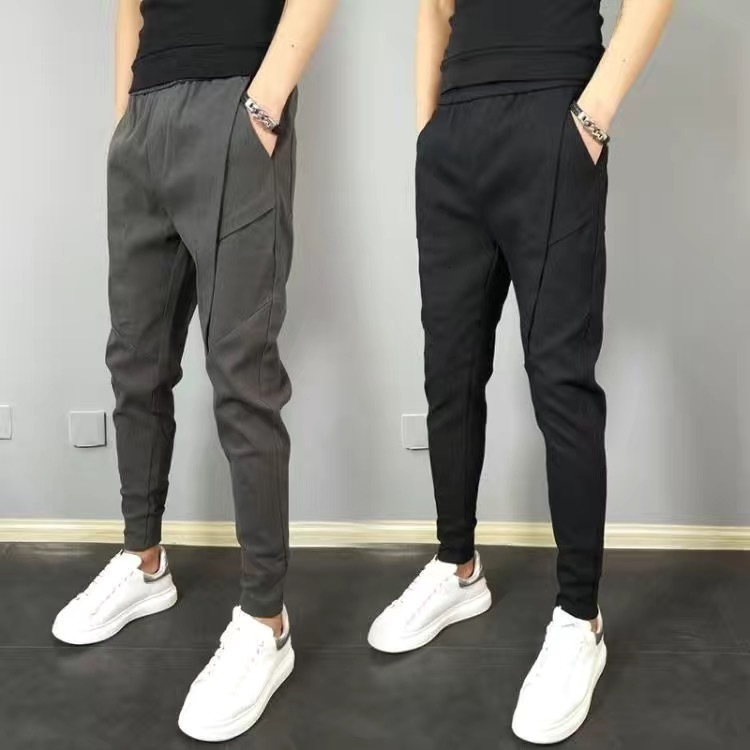 Men's Pants Fashion Korean Solid Joggers Men High Quality Spring Autumn Pants Men Slim Fit Drawstring Mens Casual Pants Black/Gray S-5XL 230504