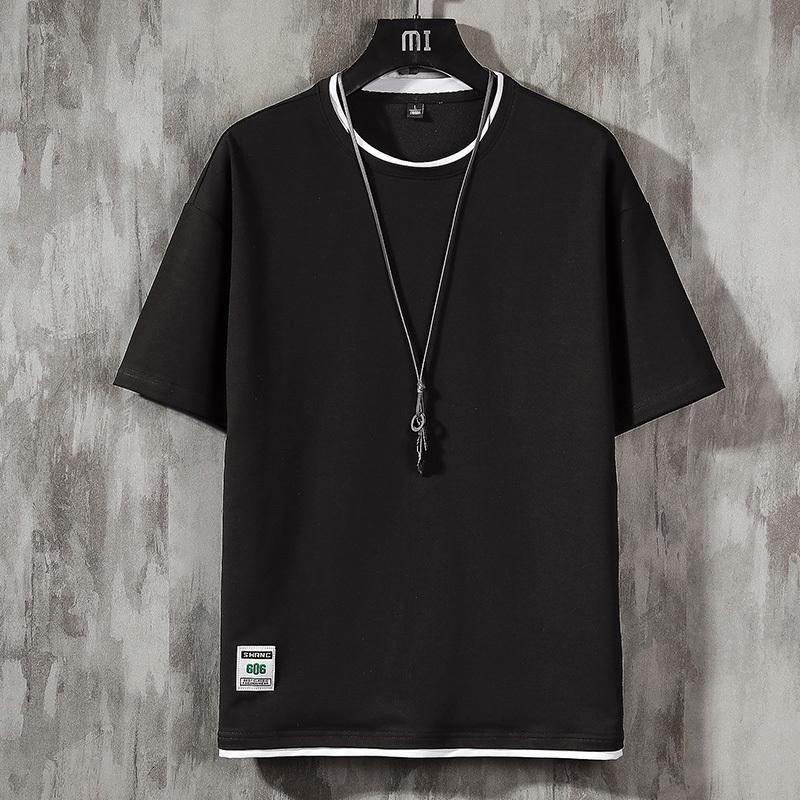 Men's T-Shirts Streetwear Men's T Shirt Hip Hop Solid Short Sleeve T-shirts Harajuku Tops Summer Casual Tee Shirts Loose T-Shirt Black 23050