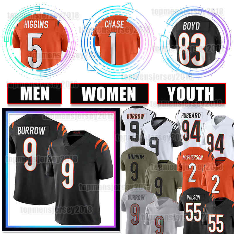 9 Joe Burrow Football Jersey 1 Ja'Marr Chase 5 Tee Higgins Mixon Evan McPherson Sam Hubbard Logan Wilson Dax Daxton Hill Myles Murphy Trayveon Williams Chidobe Awuzie, Men jersey(mh)
9 Joe Burrow Football Jersey 1 Ja'Marr Chase 5 Tee Higgins Mixon Evan McPherson Sam Hubbard Logan Wilson Dax Daxton Hill Myles Murphy Trayveon Williams Chidobe Awuzie, Men jersey(mh)