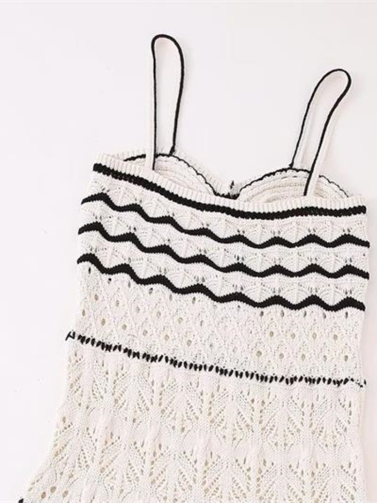Casual Dresses Summer Dress Womens Beach Style Knitted Slim Fit Strap Long Color Hollow Elegant Tight Vestidos 230504