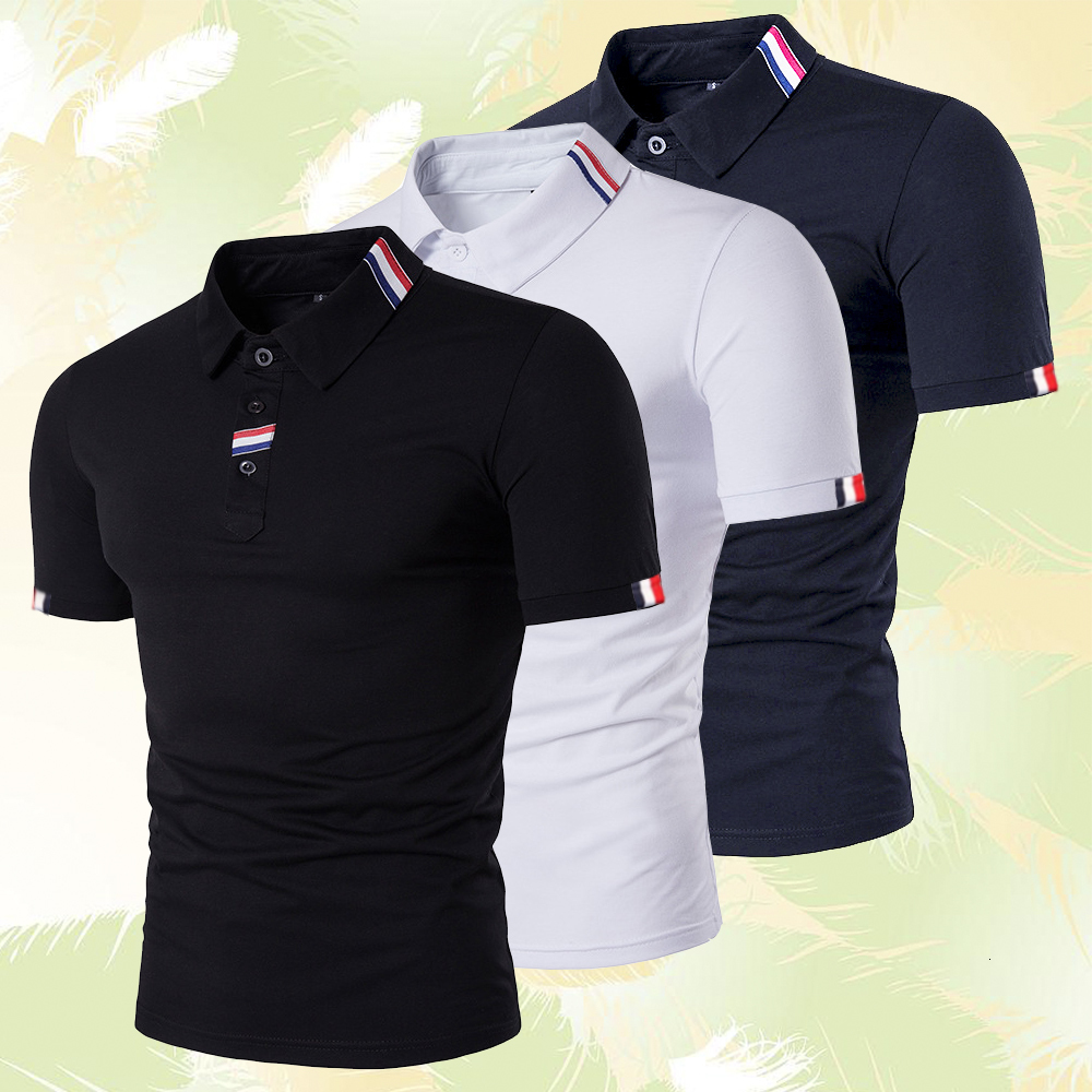Mens Polos Solid Color Polo Shirts Short Sleeve Casual Fashion Summer Lapel Male Tops 230504