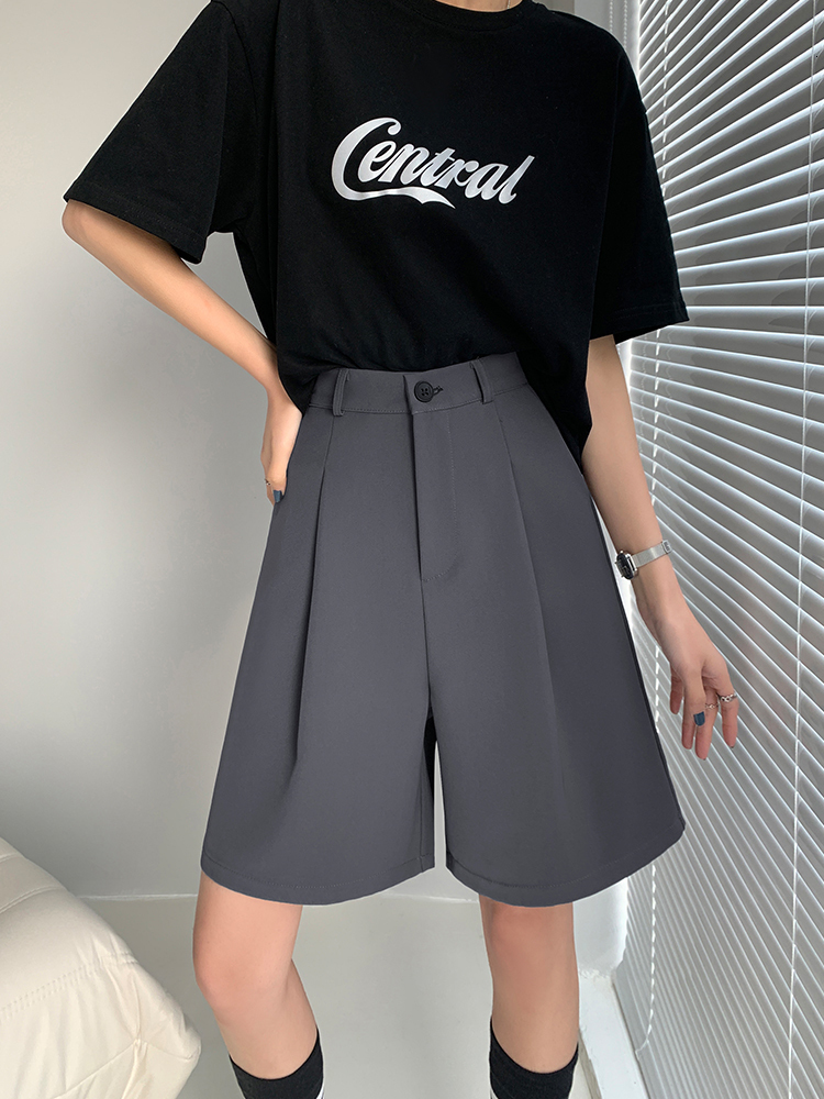 Women's Shorts DFRCAEG Summer Bermuda Shorts For Women High Elastic Waist Wide Leg Loose Suit Pants With Pockets Casual Half Pants Femme 230504
