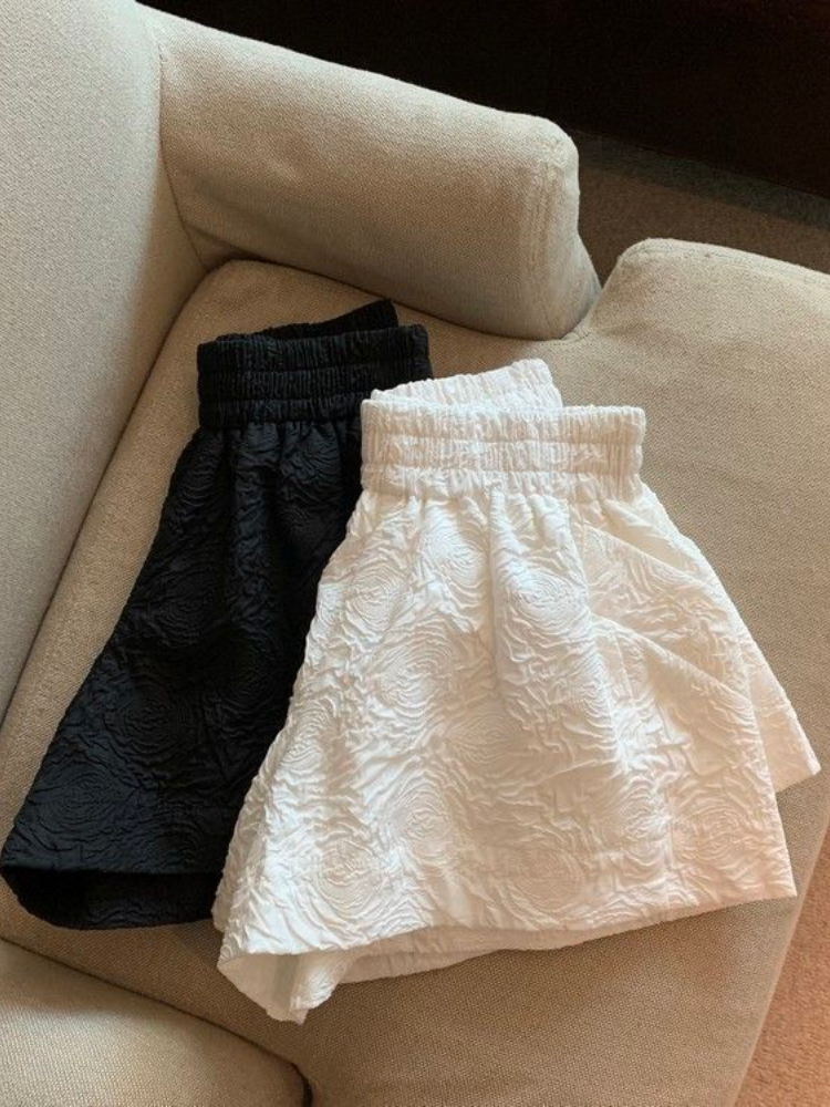 Women's Shorts Woherb Shorts Women Summer Wide-leg Loose Drape Korean-style Casual Womens Office BF Streetwear Fashion Simple Jacquard Shorts 230