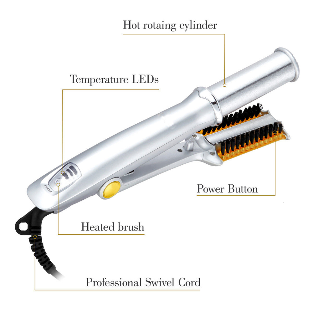 Curling Irons Hair Max 2 Way Rotating Curler 2 In 1 Straightener Brush Smoothing Electric brush 230504
