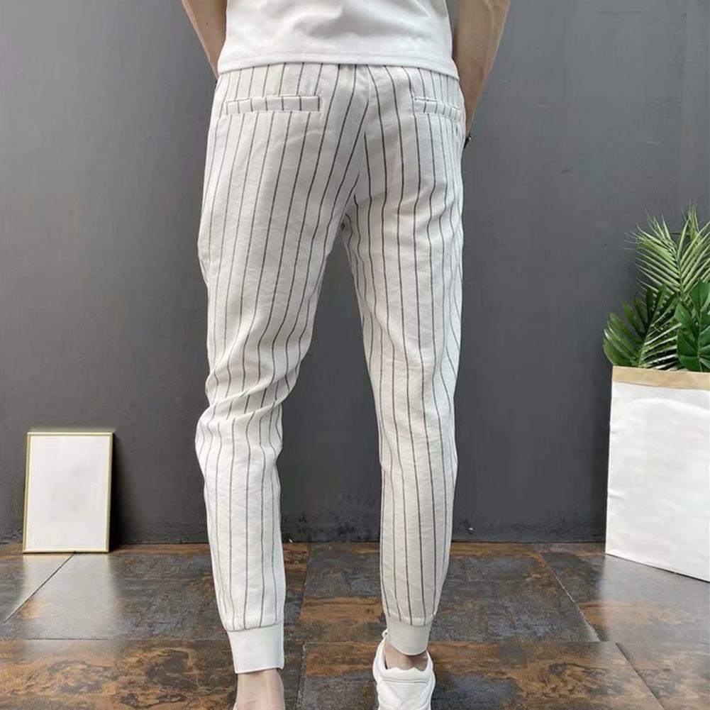 Men's Pants Men Harem Pants Striped Drawstring Pencil Trousers Slim Fit Elastic Waist Trousers Stretch Ankle Tied Pencil Pants For Autumn 230504