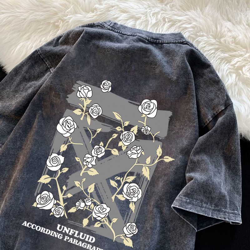 Mens TShirts Pure cotton short sleeved washed Tshirt summer style old trend loose all match oversize top harajuku men clothing 230504