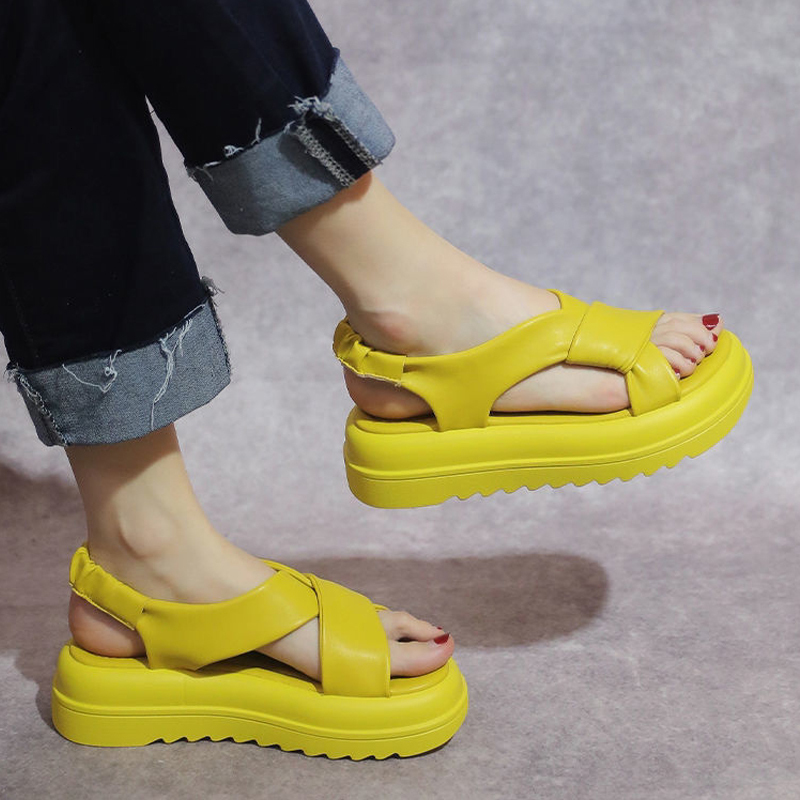 Sandals Fashion Concise Women Flats Platforms Casual Comfortable Soft Leather Shoes Woman Summer Arrival vc5496 230503