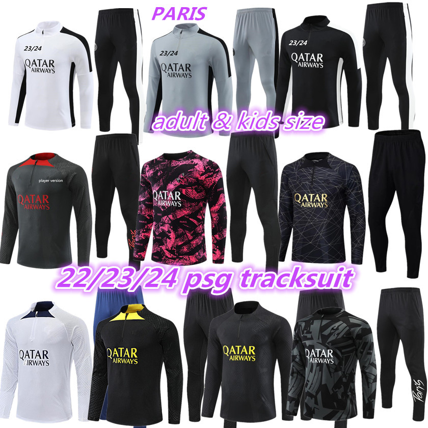 23 24 paRIs adult kids tracksuit half zipper TRACKSUITS Survetement 2023 2024 PSGs chandal futbol MBAPPE football soccer child boy training suit set