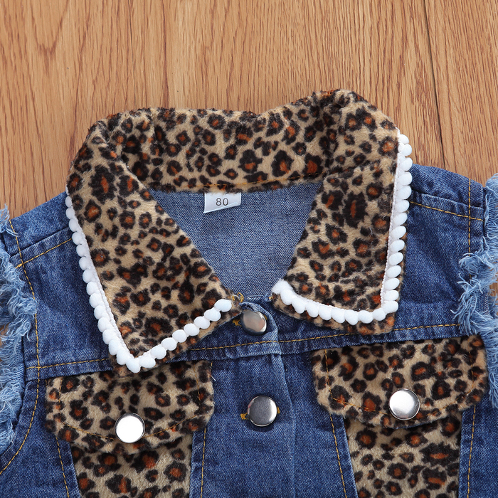 Clothing Sets 1 6Y Fashion Infant Baby Girls Leopard Clothes Sleeveless Single Breasted Vest Coat Tops Shorts 2pcs 230504