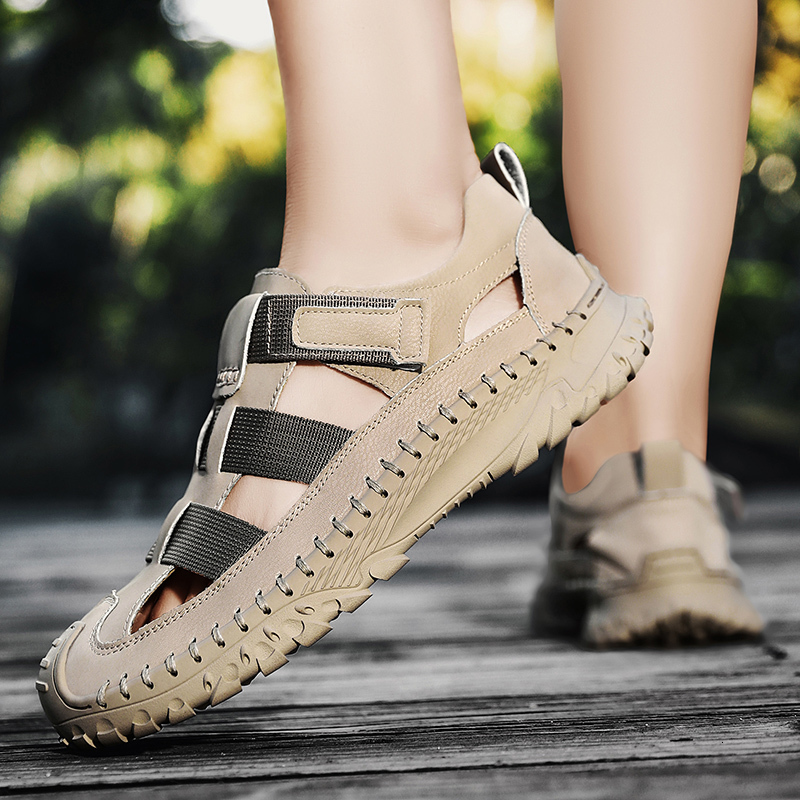 Sandals Mens Large Size Beach Soft Comfortable Summer Shoes Genuine Leather Outdoor Roman 230503
