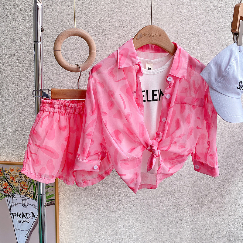 Clothing Sets Girls Outfit Summer Cool Blouse Shirt shorts Set Children Clothes Suits Toddler 2Pcs 2 7Yrs 230504
