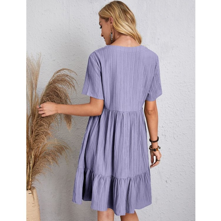 Designer dress for woman Vintage Solid Mini Dresses Women Summer Casual V Neck Ruffles Dress 2023 Ladies Boho Elegant Beach Party Loose Vestidos wed d