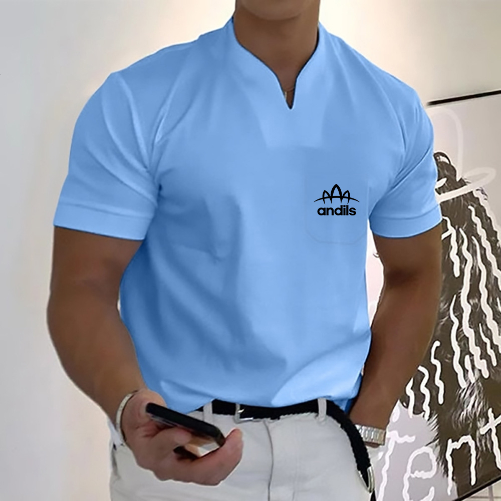 Mens Polos Summer VNeck Fashion Print TShirt Loose Comfortable Breathable Men Fitness Outdoor Leisure 45XL 230504