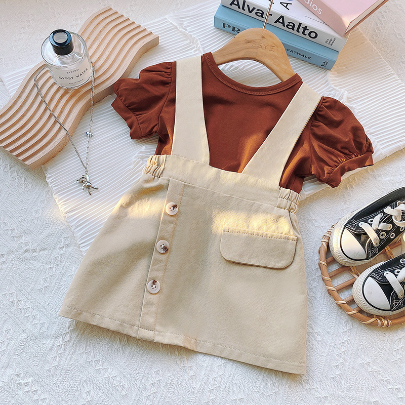 Clothing Sets Girls Set Summer Short Sleeve T shirt Skirt Children Clothes Suits Baby Girl Kids Boutique 2Pcs 2 7Yrs 230504