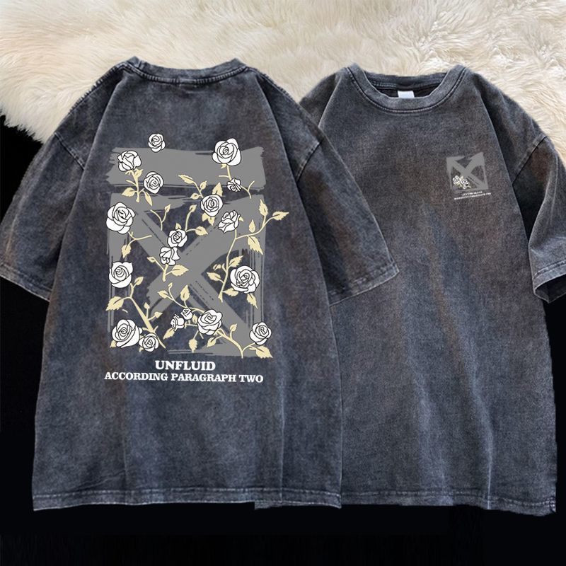 Mens TShirts Pure cotton short sleeved washed Tshirt summer style old trend loose all match oversize top harajuku men clothing 230504
