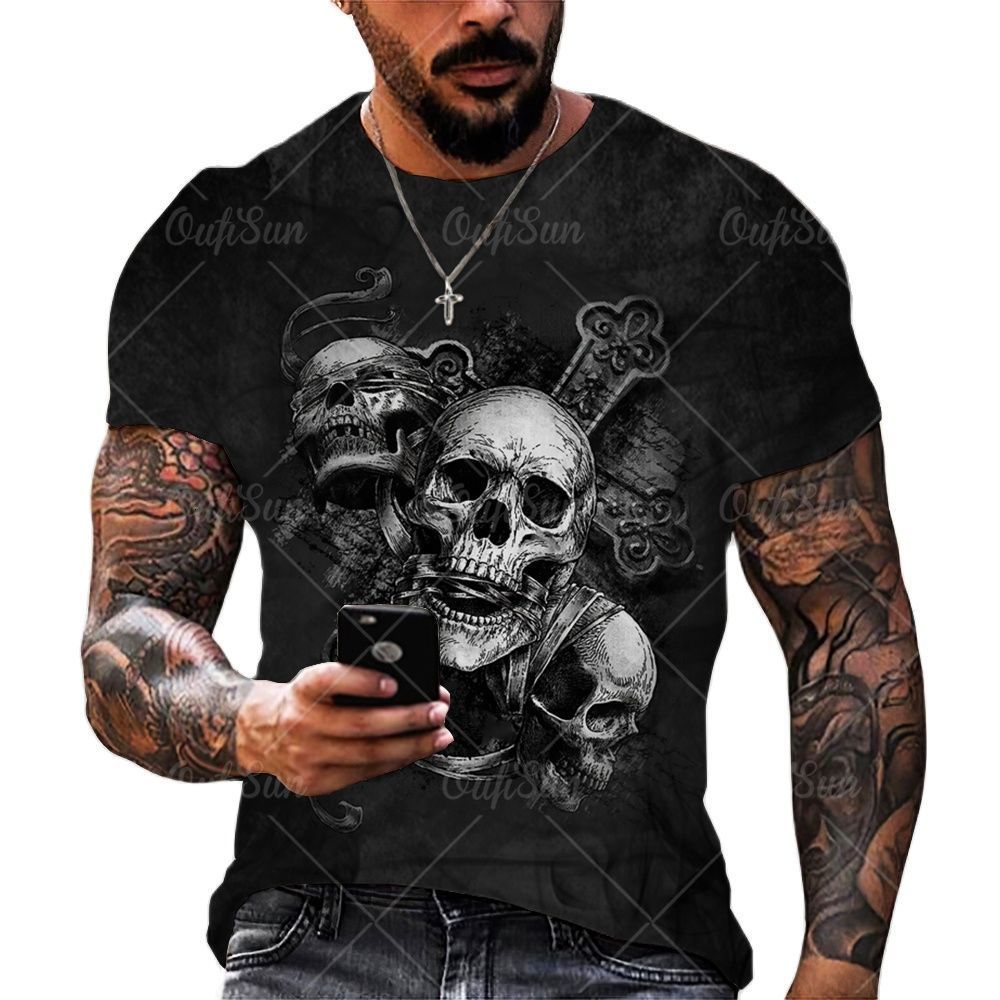 Men s T Shirts Vintage Horror Skull 3d Print T shirt Summer Classic Casual O Neck Short Sleeve Fashion Loose Oversized Tops Tee Shirt Men 230503