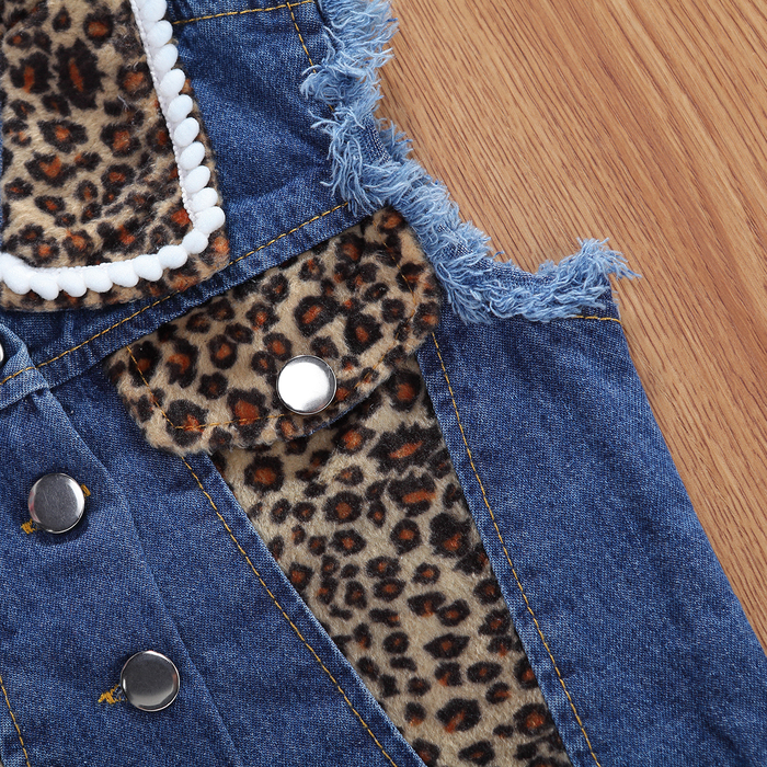 Clothing Sets 1 6Y Fashion Infant Baby Girls Leopard Clothes Sleeveless Single Breasted Vest Coat Tops Shorts 2pcs 230504