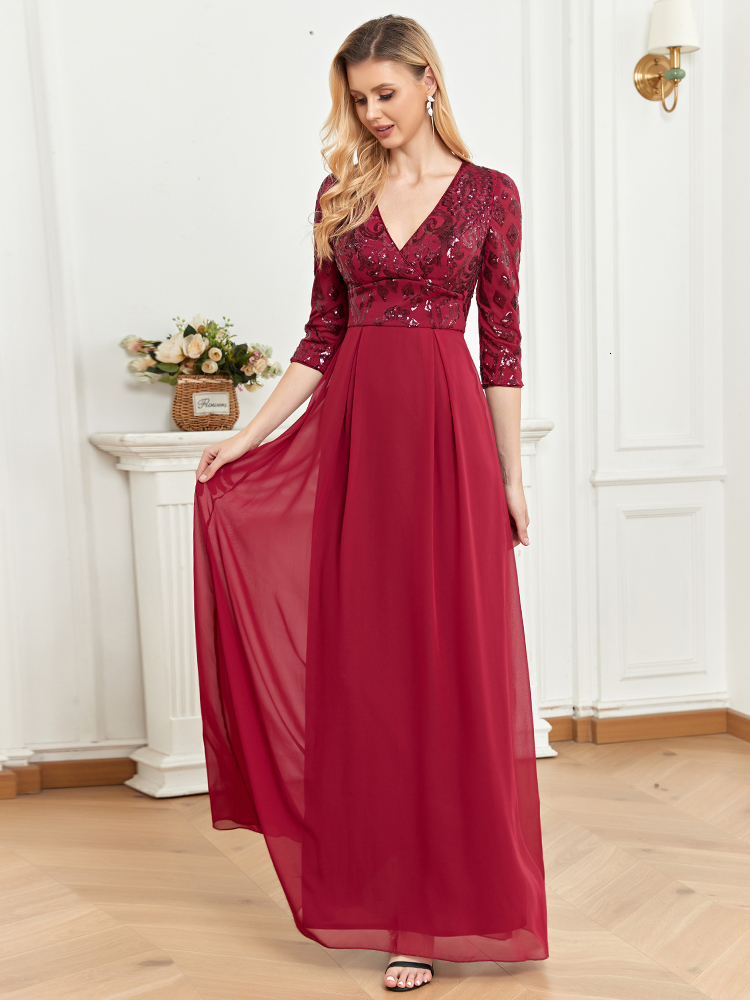 Party Dresses Lucyinlove Elegant V Neck Sequins Evening Formal Dress Women Short Sleeves Chiffon Wedding Party Mermaid Maxi Dresses Prom 230504