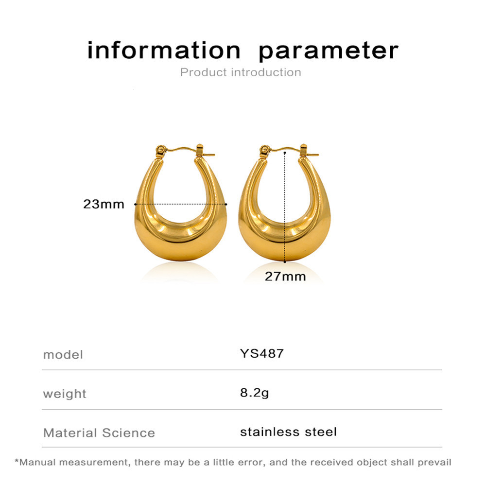 Hoop Huggie Retro U-shaped stainless steel earrings suitable for women high polished round earrings statement jewelry gift waterproof