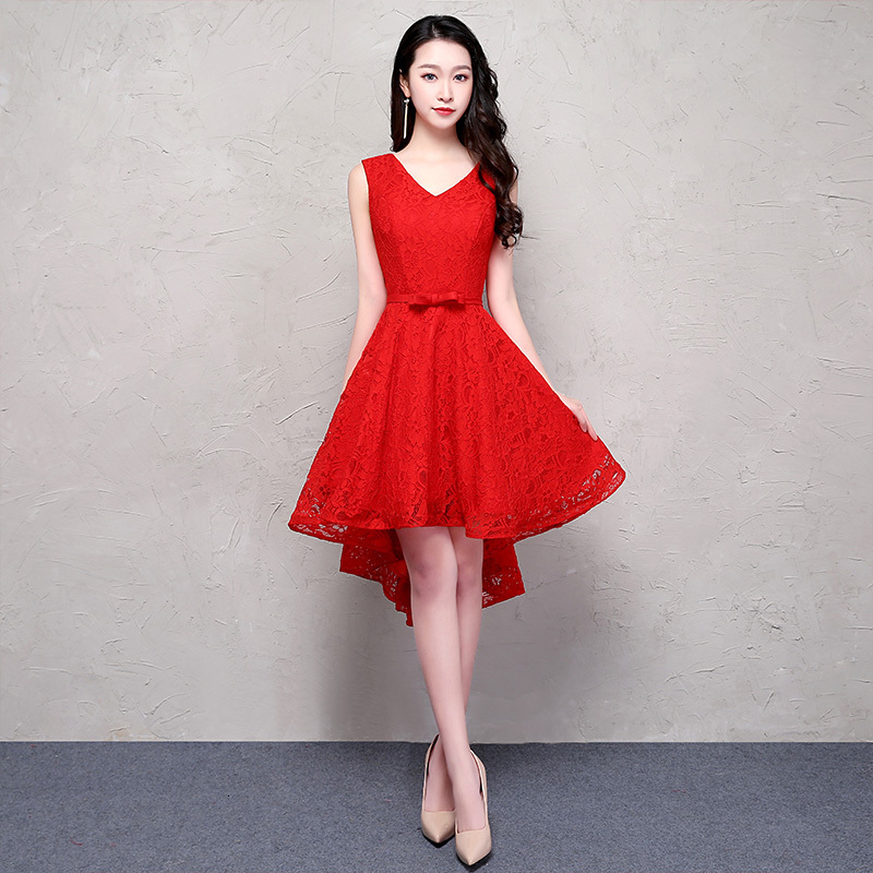 Party Dresses short Prom Dress v-neck lace Hi-low Vestidos Elegant Evening party Dresses 230504