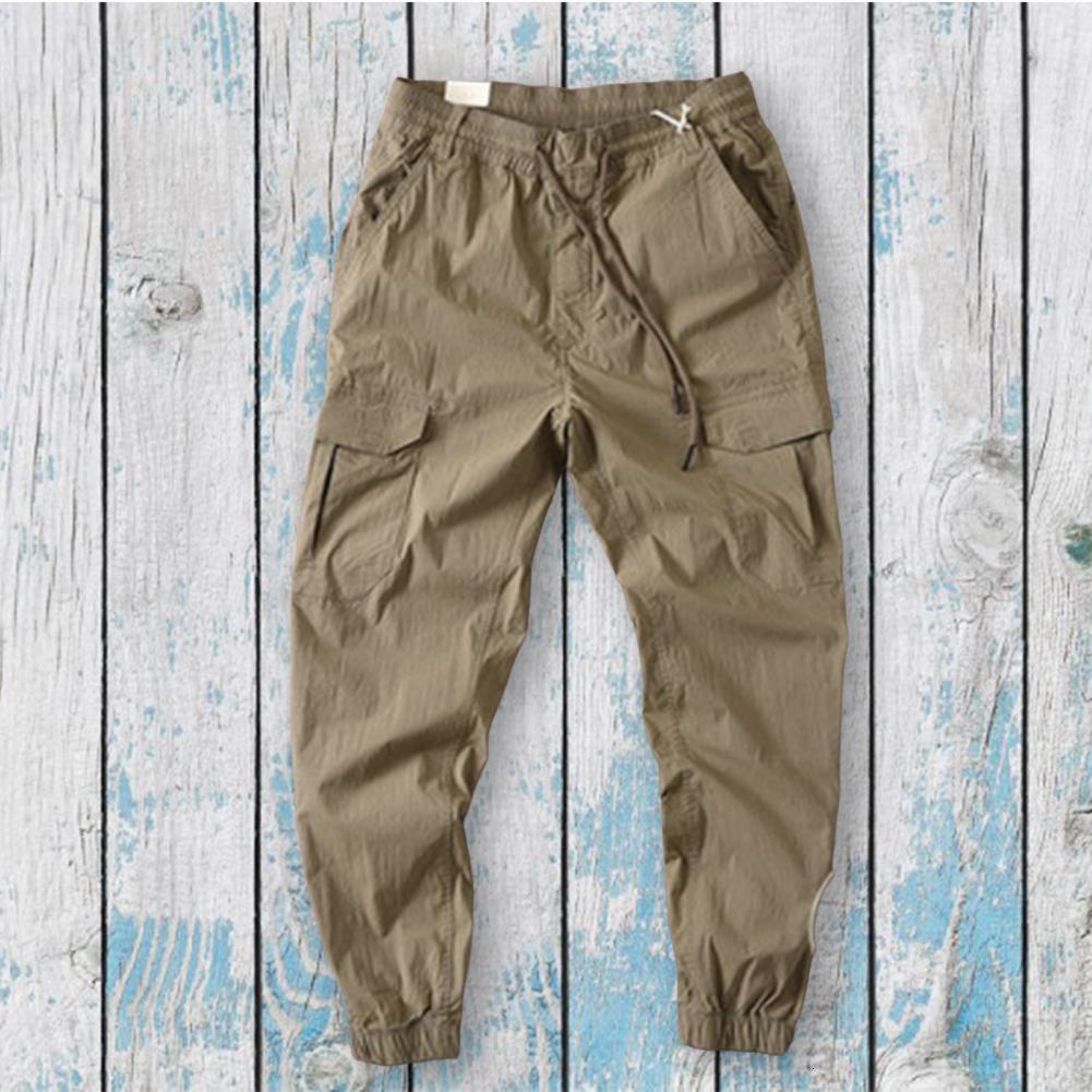 Men's Pants Men Pants Flap Pockets Jogger Trousers Soft Fabric Loose Type Good Elastic Waist Ankle-banded Jogger Trousers 230504