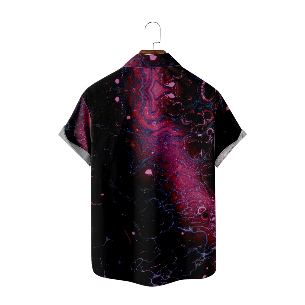 Mens Casual Shirts Hawaiian For Fashion Space Color Print 3D Cozy Short Sleeve Beach Oversized Clothes 230504