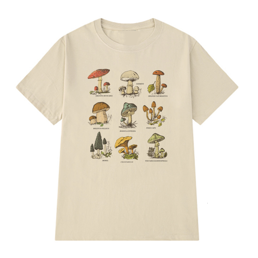 Womens TShirt Vintage Fashion Mushroom Print Oversized T Shirt Egirl Grunge Aesthetic Streetwear Graphic Tees Women Tshirts Cute Tops Clothes 230503