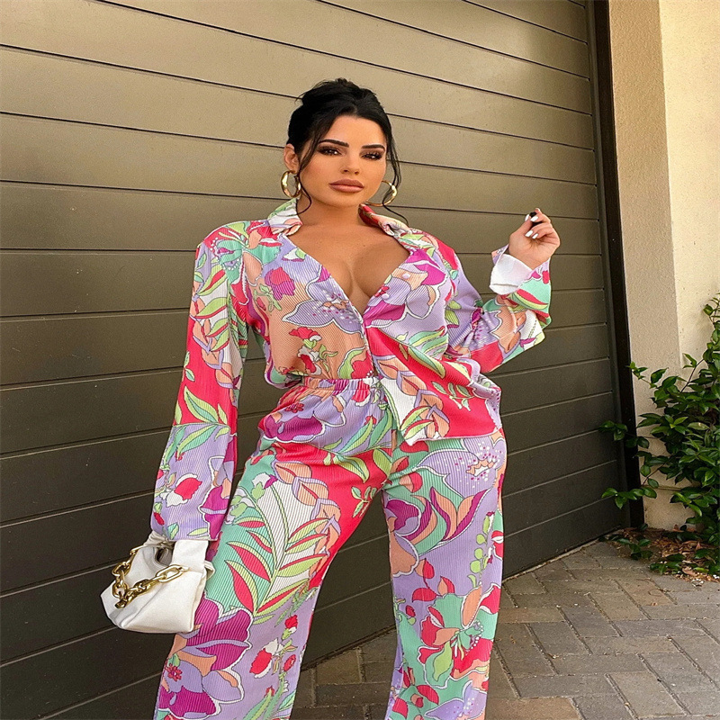 Women' Two Piece Pants Fashion Print Long Sleeve Blouses 2 Pecies Set Women Lapel Singlebreasted Shits Suits Autumn High Wait Outfits 230314, Wathet
Women' Two Piece Pants Fashion Print Long Sleeve Blouses 2 Pecies Set Women Lapel Singlebreasted Shits Suits Autumn High Wait Outfits 230314, Wathet